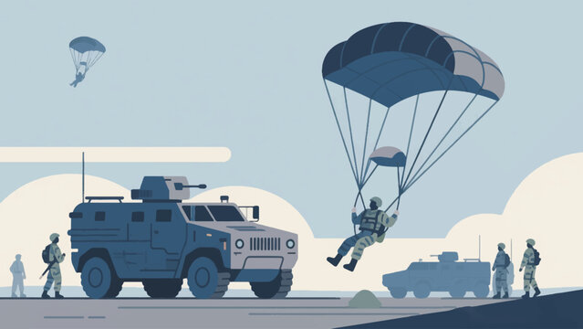 Illustration Of Parachute Military Operation Vector Design Template
