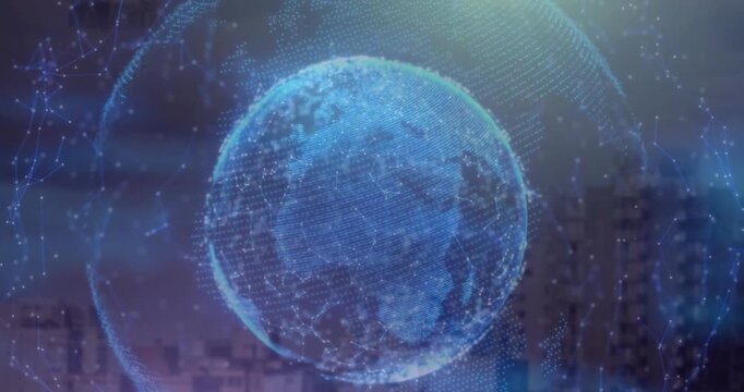 Animation of data processing over city