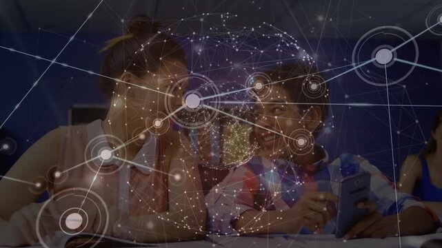 Animation of network of connections over diverse students learning