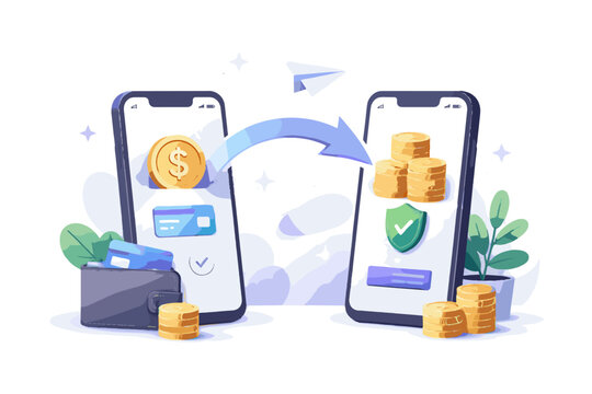 Digital generation icon transfer image mobile banking simple illustration vector process