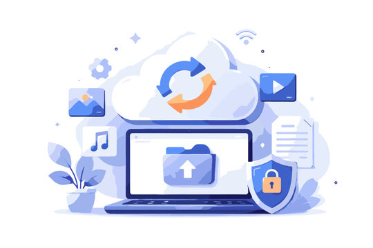 Illustration vector cloud simple storage digital synchronization generation icon image