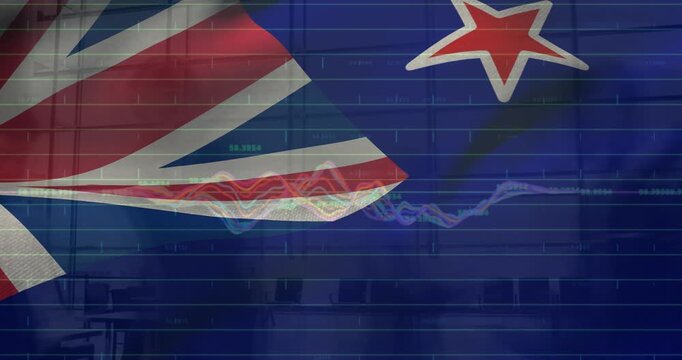 Animation of data processing over flag of new zealand