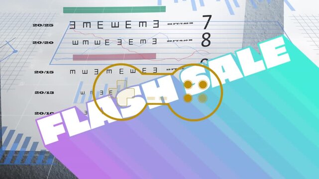 Animation of flash sale text over data processing