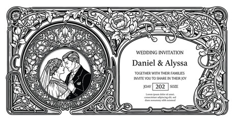 Vintage vector set retro cards. Template greeting card border or party, wedding, invitation © bow