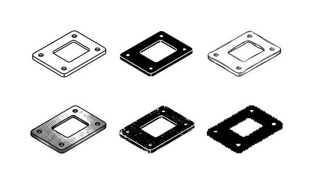 panic button mounting base, arranged as a clean  Variant 1: clean thin outline, no fill, rounded joins,