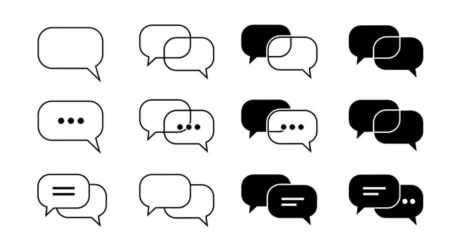 Modern vector graphics featuring an array of chat bubble icons, symbolizing the essence of digital conversations, messaging apps, and dynamic user interaction