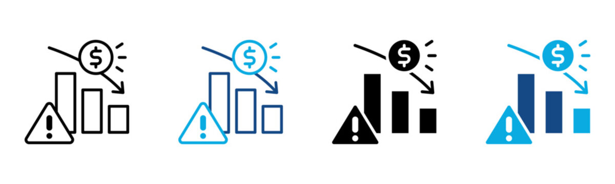 Financial Crisis Icon Multiple Style Vector Illustration