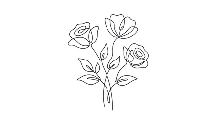 Obraz premium Elegant minimalist floral bouquet in continuous line art styleKeywords: floral line art, minimali