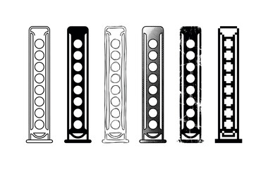 capsule holder rack, arranged as a clean Variant 1: clean thin outline, no fill, rounded joins, even