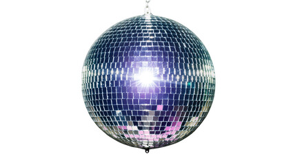 Sparkling disco ball with mirrored squares, isolated on transparent background