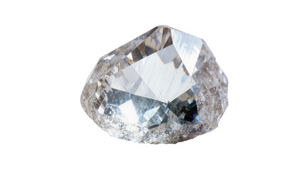 Rough uncut diamond with sharp facets and raw edges, isolated on transparent background