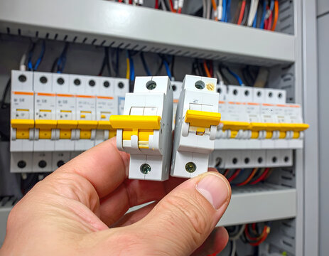 Electrical Safety - Holding Miniature Circuit Breakers for Inspection.