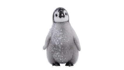Fluffy baby penguin covered in snow, isolated on transparent background © Miguel