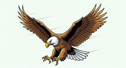 Obraz premium American bald eagle in flight with outstretched wings