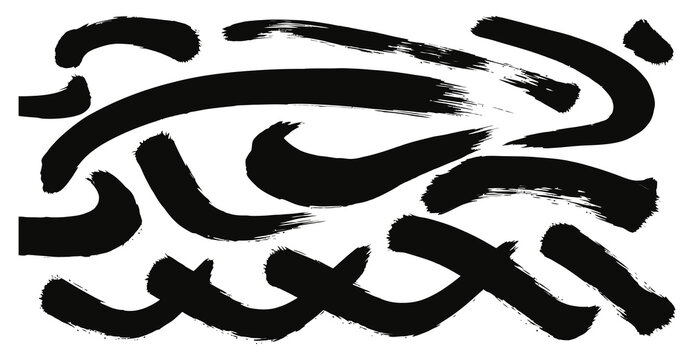 Abstract black brushstrokes dynamic ink painting with flowing lines