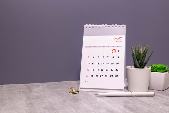 May 1st. Image of may 1 wooden color calendar on white background. Spring day