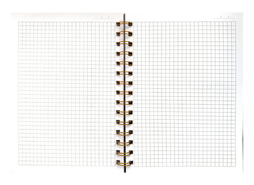 Spiral Bound Paper Notebook Open Grid Pages Template Transparent Background