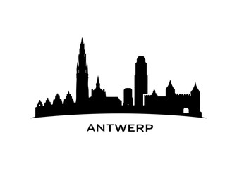 Fototapeta premium Antwerp city skyline Vector city skyline on a white background