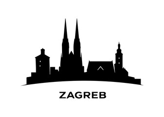 Naklejka premium Zagreb city skyline Vector city skyline on a white background