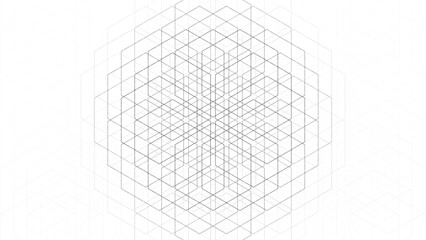 Complex hexagonal network pattern, abstract geometric structure, minimal white background, interconnected lines design, futuristic technology grid, modern digital texture backdrop © gd-house
