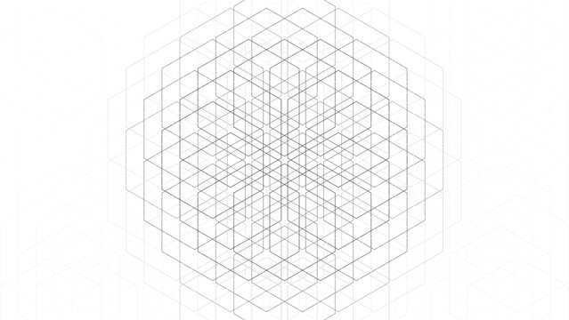 Complex hexagonal network pattern, abstract geometric structure, minimal white background, interconnected lines design, futuristic technology grid, modern digital texture backdrop