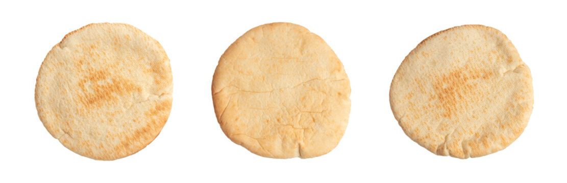 Pita flat bread, wheaten pitta flatbread also known as Arabic bread, chapati, greek pita naan, khubz