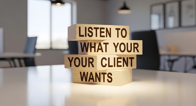 Listen to What Your Client Wants - Business Concept on Wooden Blocks