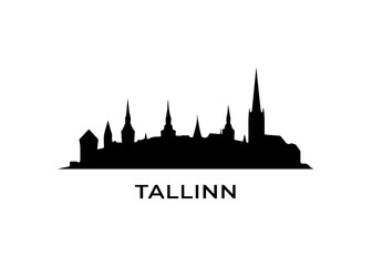 Fototapeta premium Tallinn city skyline Vector city skyline on a white background