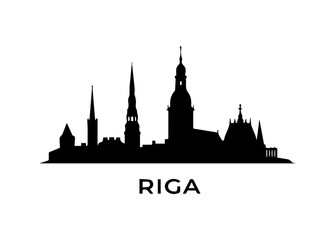 Fototapeta premium Riga city skyline Vector city skyline on a white background