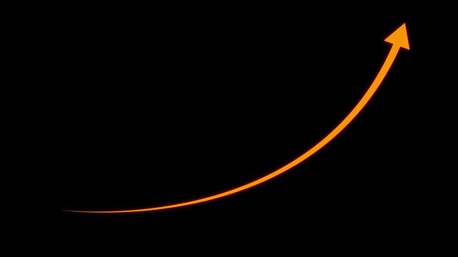 Business growth arrow and graph chart animation. Up arrow animation on black background.