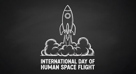 International Day of Human Space Flight Rocket Launch Illustration.