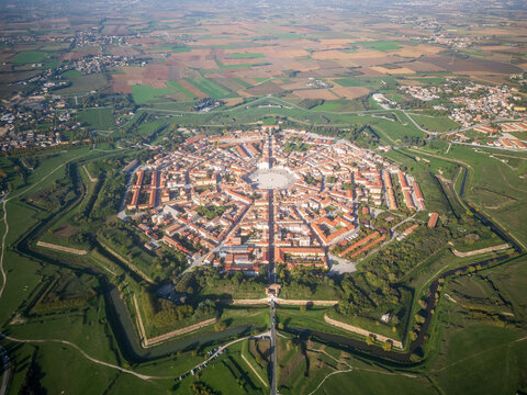 Unique star fort city of Palmanova top down