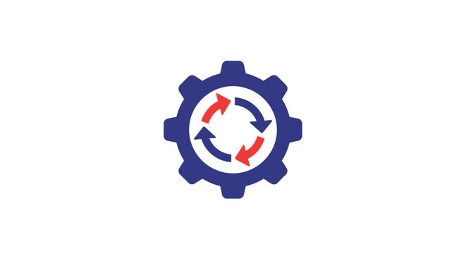 Gear icon with circular arrows symbol.