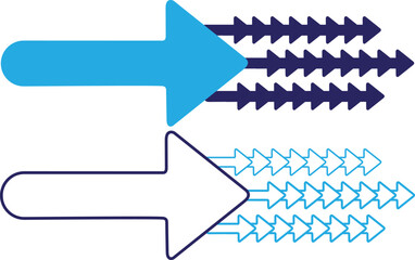 Fototapeta premium Set of two abstract arrows with smaller arrow patterns, blue and white design elements
