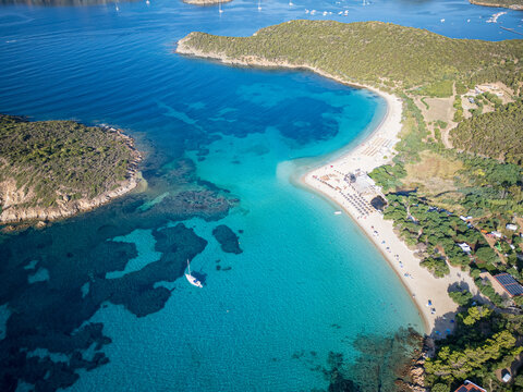 Aerial paradise Tuerredda beach Sardinia sun