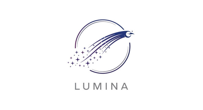 Lumina logo with comet and circle.