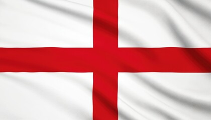 Obraz premium English flag waving gently. Red cross on white background, fabric texture. Symbol of nation, country, history, St Georges Cross, United Kingdom.