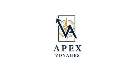Fototapeta premium Apex Voyages travel company logo.