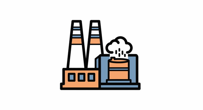 Industrial factory with smoke stack pipes.