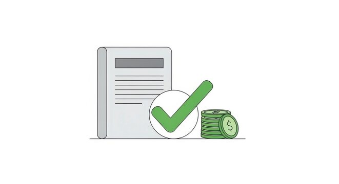 Payment confirmation with check and money.