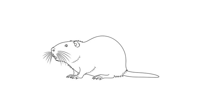Outlined illustration of a nutria isolated on a white background for design