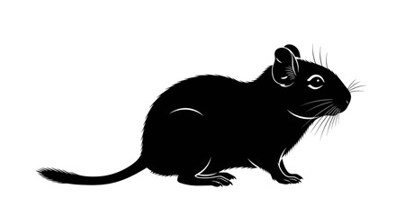 Obraz premium Black silhouette of rodent isolated on white background