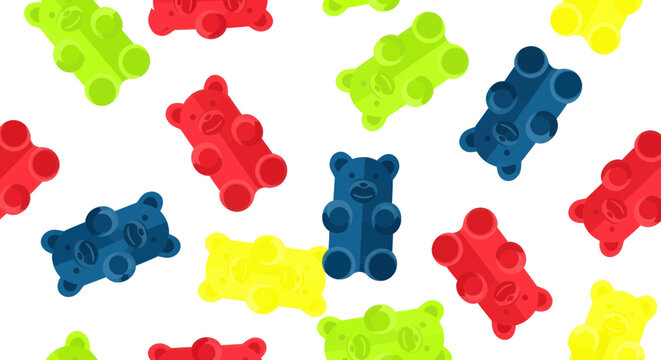 Colorful Gummy Bears Pattern, Sweet Candy Candies, Fun Food Background