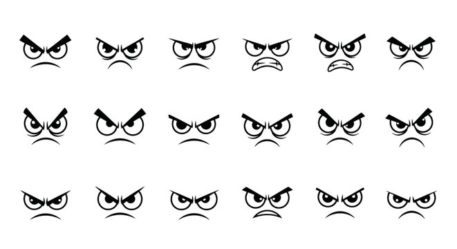 Collection of Angry and Furious Cartoon Eye Expressions