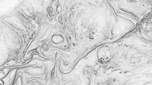 A complex blend of charcoal-like ink swirls and textured pores. These intricate fluid patterns create a raw, hand-drawn abstract scene with a deep sense of organic movement and depth.