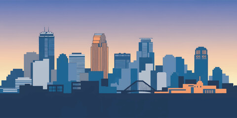 Obraz premium Minneapolis Skyline Vector with Modern City Silhouette
