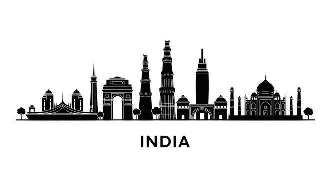 India Skyline Silhouette: Iconic Landmarks and Travel Destination