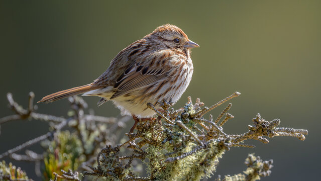 Song Sparrow songbird perching on tree