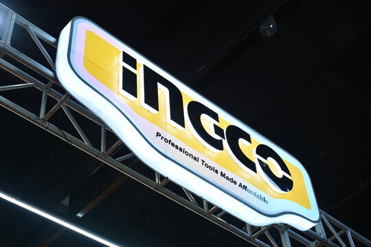 Ingco booth sign at the 20th Inside Racing Bike Fest in Pasay, Philippines