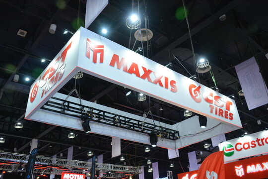 Maxxis cst tires booth sign at the 20th Inside Racing Bike Fest in Pasay, Philippines